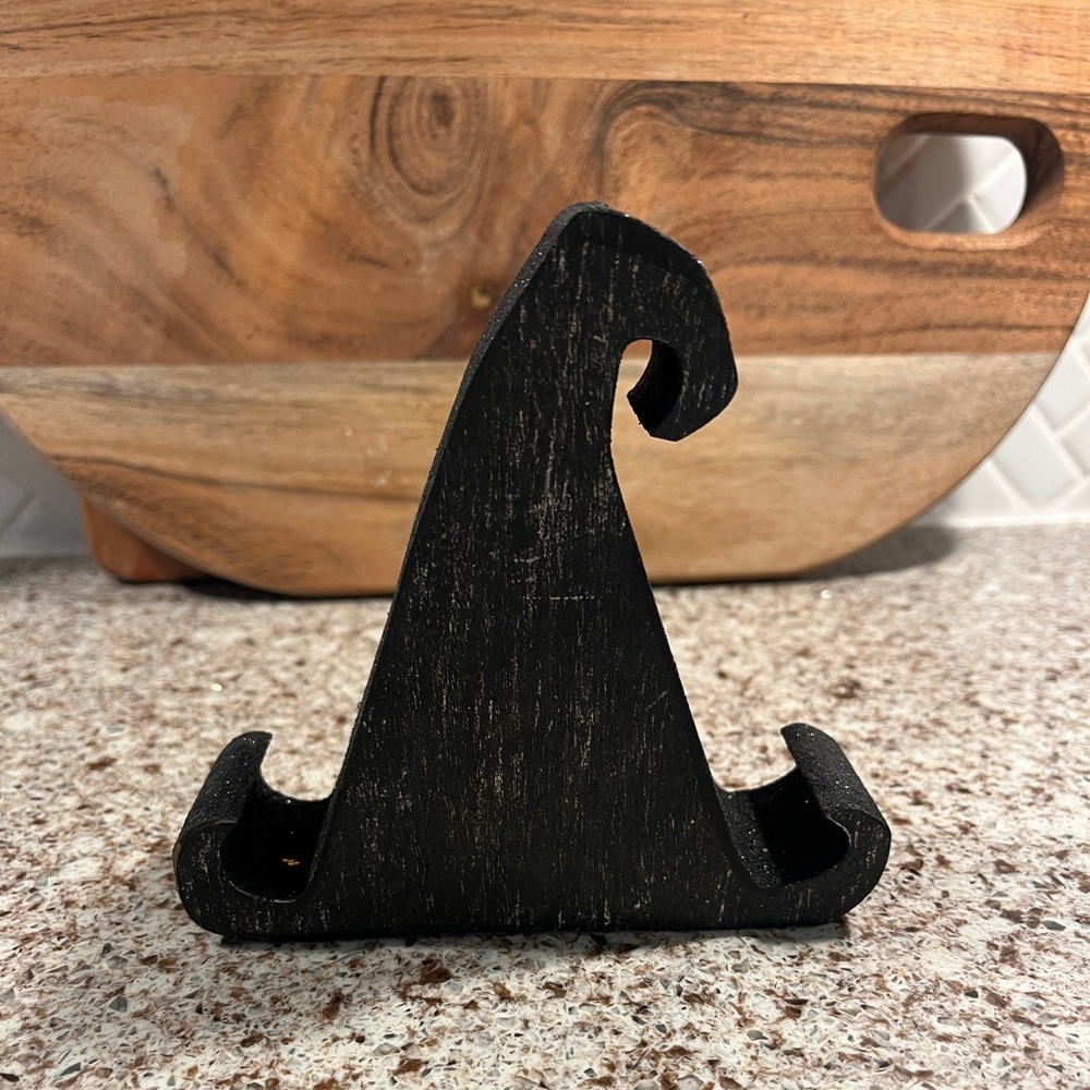 Halloween decor Black wood witch hat with glitter sides